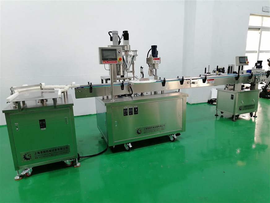 雙頭凍干粉末灌裝貼標生產線視頻